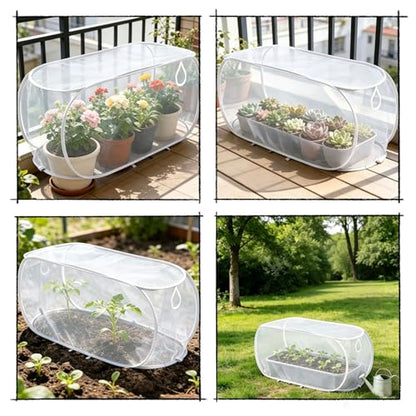 2 Pack Pop Up Garden Row Cover, 39x18x16 for Raised Beds - color: White-1