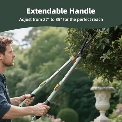 PrunePro® 3 Pack Garden Pruning Shears Set - 8" Bypass Prunes 7" Garden Scissors 27"-35" Extendable Hedge Shears Effortless Cut Stainless Steel Sharp Blade Arthritis Friendly Plant Clippers