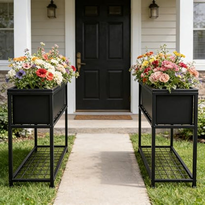 Raised Garden Bed Elevated Planter Box with Legs Black - size: 27.55"Lx10.03W"x28.53"H