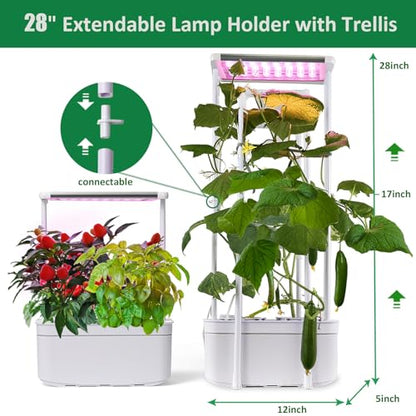 Tall Hydroponics Growing System kit with Height Adjustable Light & Trellis
