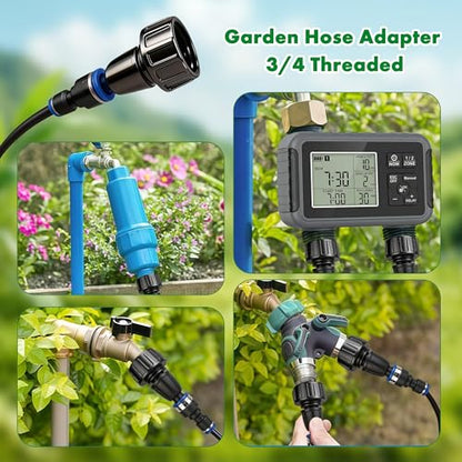 360° Adjustable Drip Irrigation System, 49FT Garden Watering System with 15 Nozzles, Water Sprinkler for Garden, Yard, Lawn, Greenhouse, Plants, Backyard Misting System - size: 49FT