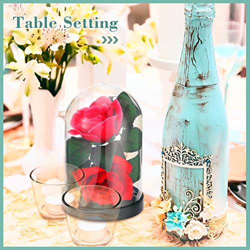 Zhengmy 4 Pcs Plastic Dome with Base Cloche for Craft Clear Display Case