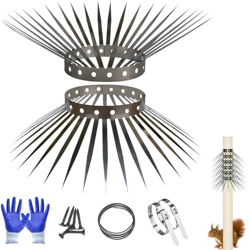Bird Spikes, Squirrel Spikes and Squirrel Baffles Keep Raccoons, Cats and Snakes Away from Gardens, Fences and Climbing Bird Feeder Poles. (40 inches) - size: 40 inches
