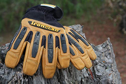 Ironclad Ranchworx Work Gloves RWG2, Premier Leather Work Glove, Performance Fit, Durable, Machine Washable, (1 Pair), RWG2-04-L,Brown/Black - size: Large (Pack of 1)