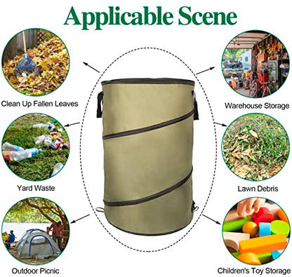 2 Pack 30 Gallon Collapsible Lawn and Leaf Bag Pop-Up Trash Can