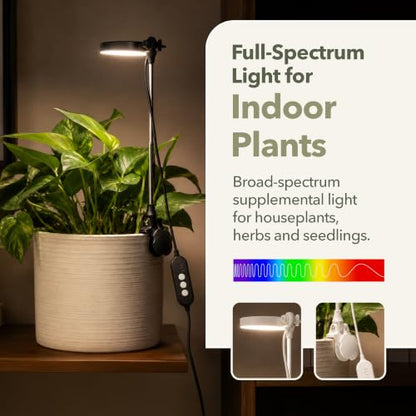 Mossify Clip-On LED Grow Light, Full Spectrum, Black - color: Black
