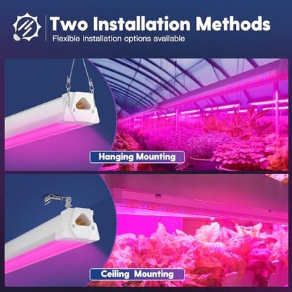 FREELICHT 2Pack 4FT Grow Light for Indoor Plants, 40W=250W, Red Blue
