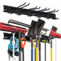 Tool Storage Rack, 8 Piece Garage Organizer, Metal, Wall mounted, Holder for Broom, Mop, Rake Shovel & Tools, By Right-Hand Storage Solution