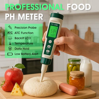 Digital pH Meter for Food, pH Tester for Sourdough Bread Dough Cosmetics