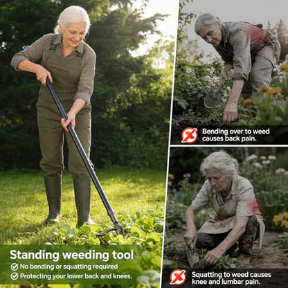 Weed Puller Tool – 45" All-Metal Stand Up Heavy Duty Weeder Hand Tool with 4-Claw Steel Head & Long Handle, Garden Weeding Tool for No Bending or Kneeling, Back & Knee Friendly, Easily Removes Weeds
