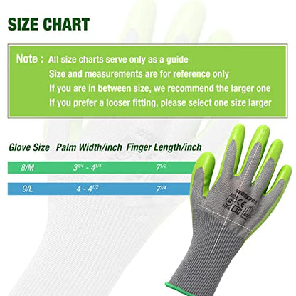 6 Pairs Eco Latex Palm Coated Garden Work Gloves by WORKPRO - size: Large