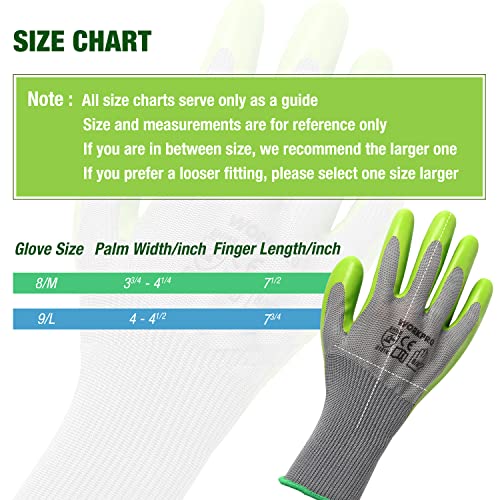 WORKPRO 6 Pairs Garden Gloves, Work Glove with Eco Latex Palm Coated, Gardening Gloves, Working Gloves for Weeding, Digging, Raking, and Pruning (Large) (Pack of 3) - size: Large (Pack of 3)