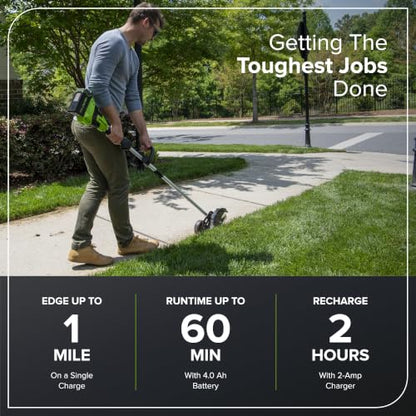 Greenworks 40V 8 in Cordless Electric Lawn Edger, 4.0 Ah Battery, Charger - size: 8" (Battery Included)
