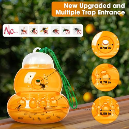 2 Pack Reusable Wasp Traps Outdoor Hanging - color: orange
