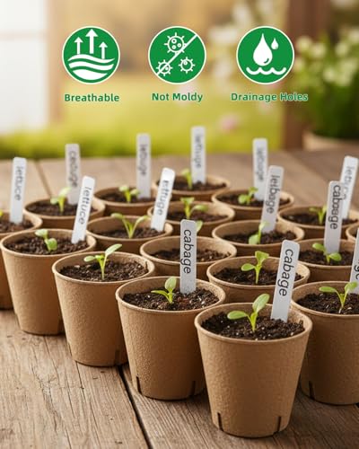 LWWTBS 3.15" Peat Pots 60Pcs Biodegradable Pots for Seedlings