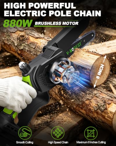 4-in-1 Cordless Pole Saw&Electric Pruning Shear, 8" 15Ft Reach, 2 Batteries - color: Green