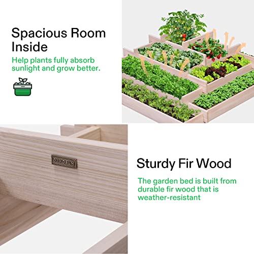 VIVOSUN 5-Tier Wooden Raised Garden Bed, Outdoor Planter Box 42x42x14 - size: 42 x 42 x 14 Inches (5-Tier)