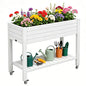 Raised Garden Bed with Shelf, Rolling Resin Planter Box, Ashen - color: Ashen, size: 33.7" H