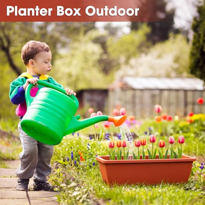 16.9 Inches Deck Railings Planter Box, 2Pcs Hanging Flower Pots, Red - color: Red