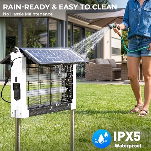 Solar Bug Zapper, 4500V Mosquito Zapper Waterproof for Patio - color: White