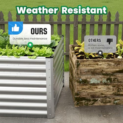 Quictent Galvanized Tall Raised Garden Bed 8x4x2 Ft - color: Silver, size: 8x4x2 ft