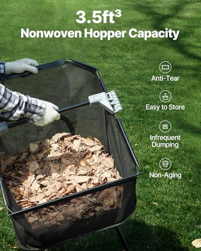VEVOR Push Lawn Sweeper 21" Leaf & Grass Collector 3.5 cu. ft. Hopper Bag