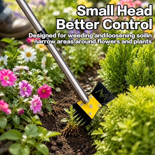 2-in-1 Garden Hoe and Weed Puller Rake 60 Inch Spring Steel Head