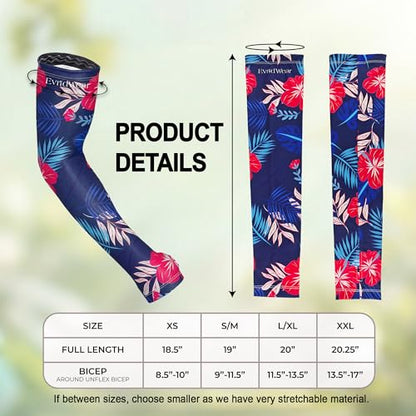 Evridwear Gardening Sleeves,UV Protection Cooling Arm Sleeve Women Men - color: Navy Tropical, size: Small-Medium