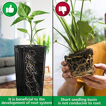 40 Pcs Plastic Deep Nursery Treepots, Tall Tree Pots Deep Seedling Pots - color: 40pcs