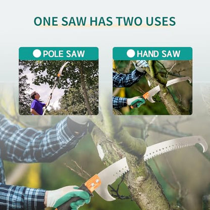 7.7 FT Manual stainless steel Lightweight pole trimmer saw, Long Extension trimmer saw With blade-shaped tree pruning for Yard Garden and Patios Trees Branches Cutting - size: 7.7 FT
