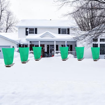 8 Pack Plant Covers Freeze Protection, 31.5"x47.2" with Zipper Drawstring - color: Green