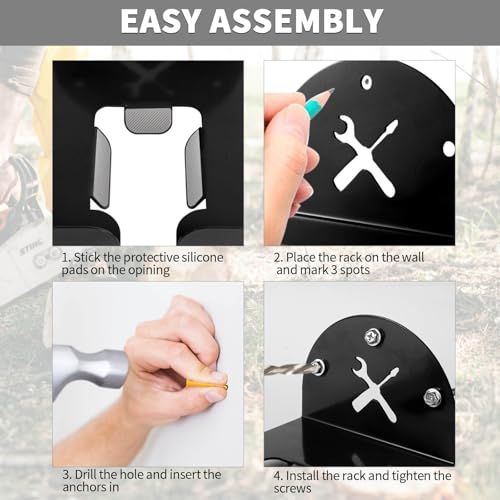Upgraded Trimmer Rack Wall Mount - 8" Heavy Duty Weed Eater Hanger for Garage Wall, Garden Power Tool Holder Organizer Hooks for Grass Trimmer, Hedge Trimmer, Leaf Blower and Chainsaw, Black, 2 Pack - color: Black-2Pack