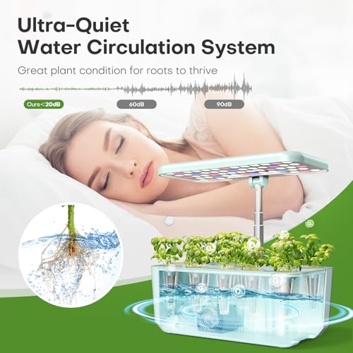 Ahopegarden Indoor Garden Hydroponics Growing System: 10 Pods Kit with LED - color: Blue