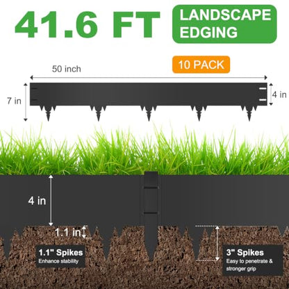 41.6FT Metal Landscape Edging, 10-Pack 50"L x 7"H Rust-Proof Border - color: 7In Tall, size: 10 Pack