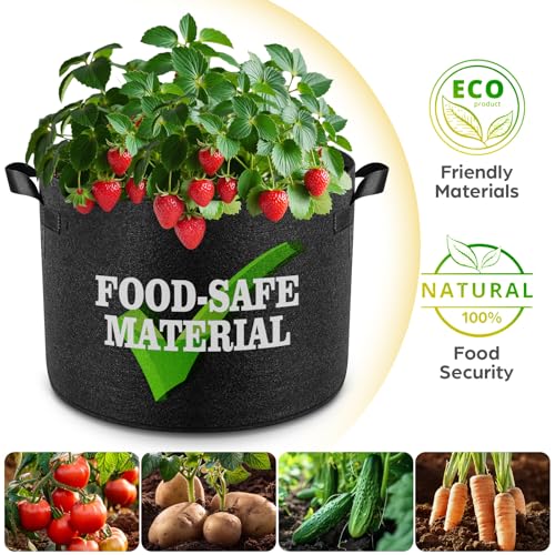 Jorvila 5-Pack 5 Gallon Grow Bags - color: Gray, size: 5 Gallon