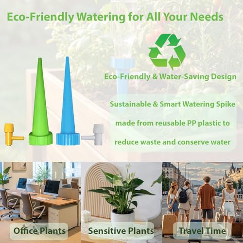 24 Pack Self Watering Spikes, Adjustable Flow Automatic Plant Waterer for Indoor Outdoor Plants, Fits Standard 1.1in Bottle Mouth, Vacation Drip Irrigation System - color: 12xGreen, 12xBlue