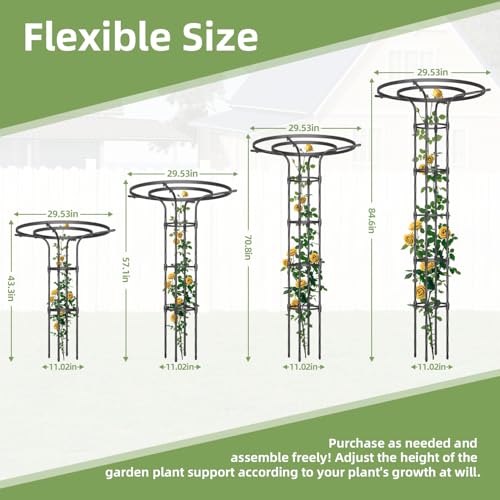Garden Trellis for Climbing Plants Outdoor,84.6" Tall Umbrella Trellis - color: 6 Floors/Black