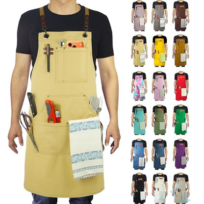 Kitchen Apron, Work Apron, Canvas Apron, Amber - color: Amber