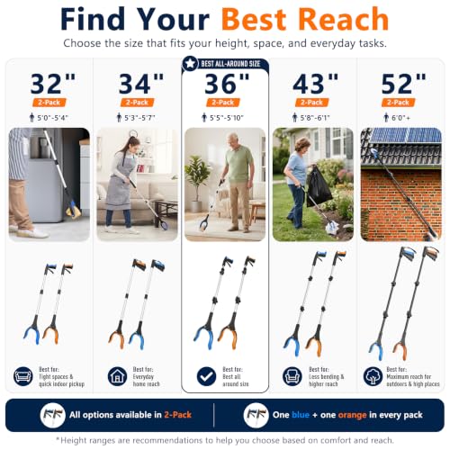 36 Inch Foldable Grabber Reacher Tool, 2 Pack for Seniors - size: Foldable 36" (2-Pack)
