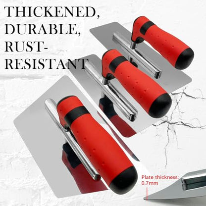 3 Pack Plaster Finishing Trowel Set, Paint Plastering Hand Tool - size: 0.7mm, 3Pcs, Red