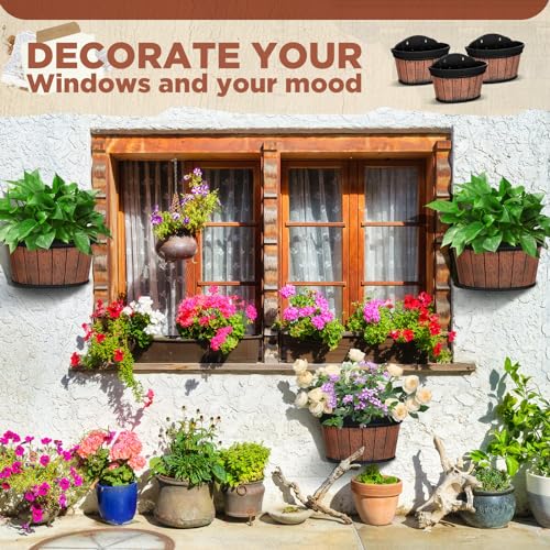 Layhit 6 Pcs Wall Hanging Planters, 13.78 Inches, Brown - color: Brown, size: 13.78 Inches