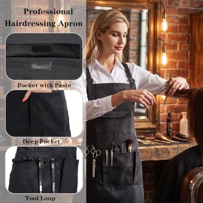 Nanxson Apron with Pockets Cross Back Apron for Hair Stylist,Salon - color: Black