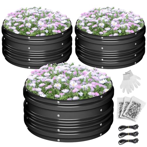 WORKPRO 3PK 2x2x1ft Outdoor Galvanized Raised Garden Bed Kit - color: Black