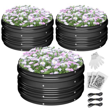 WORKPRO 3PK 2x2x1ft Outdoor Galvanized Raised Garden Bed Kit - color: Black