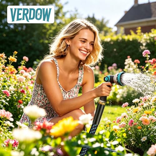 Garden Hose 25FT Lightweight Kink-Free Thick Grip Outdoor (Blue+Black) - color: Blue
