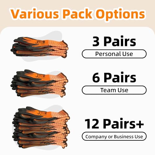 Schwer 3 Pairs Safety Work Gloves, MicroDot Abrasion & Grip, LT5619, XL - size: X-Large