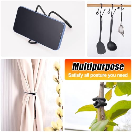 HOMEE 24Pcs Reusable Silicone Cable Twist Ties with Holes 6, 12, 18 inch - color: Black, size: 6"+12"+18" - 24 PCS