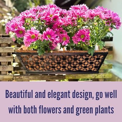 LaLaGreen Garden Wall Planter (16 in, 2 Pack) Black Window Flower Box - size: 16" (41cm) x 2 pack