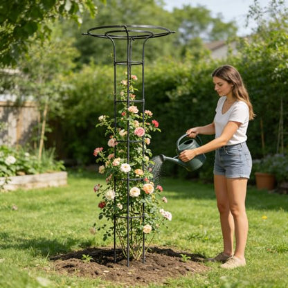 Garden Trellis for Climbing Plants Outdoor,84.6" Tall Umbrella Trellis - color: 6 Floors/Black