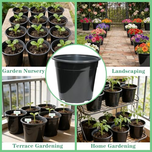 32-Pack 1.5 Gallon Nursery Pots, Thickened Soft Seed Starting Container for Indoor Outdoor Plants,Seedlings, Vegetables, Succulents and Cuttings (Black)